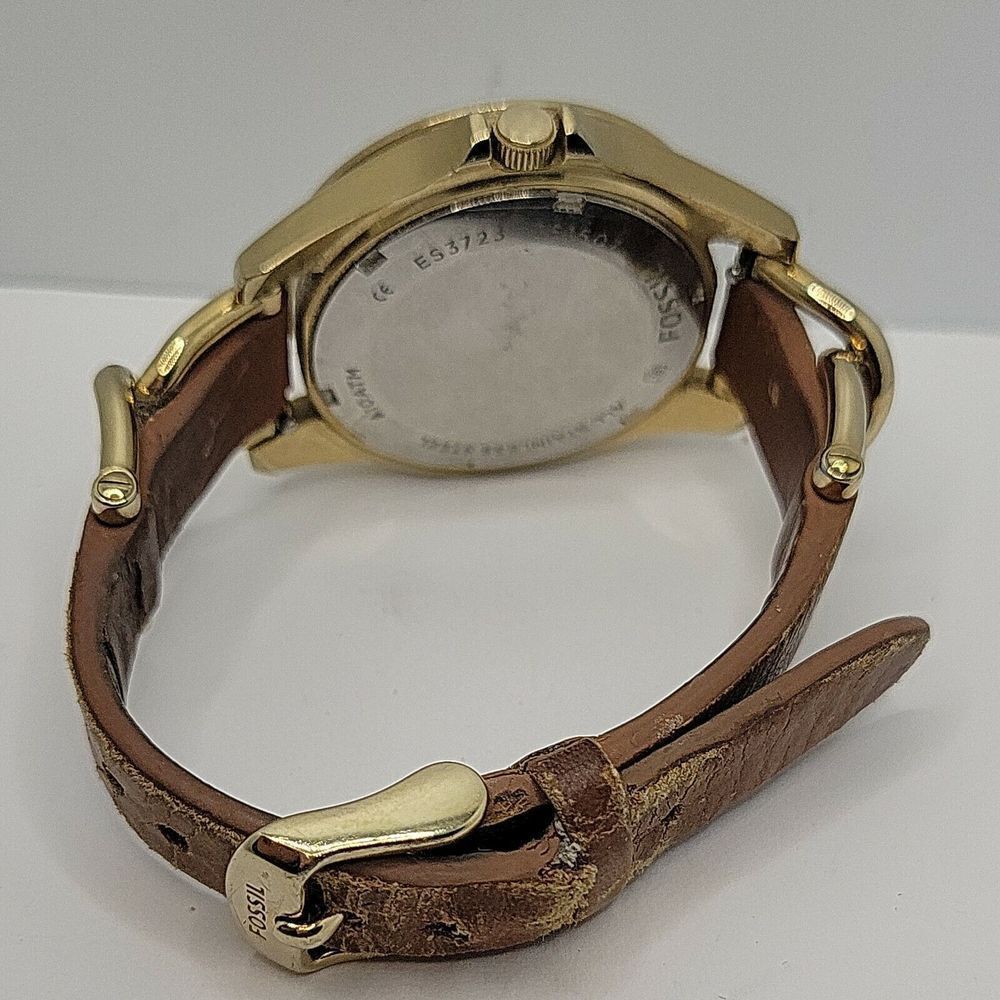 Fossil Riley ES3723 Women's Brown Leather Analog Silver Dial Quartz Watch DE19 - Picture 10 of 10